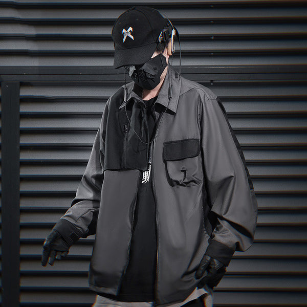 Chaqueta Polo Hombre Irregular con Empalmes - Suelta y Casual