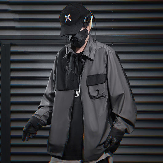 Chaqueta Polo Hombre Irregular con Empalmes - Suelta y Casual