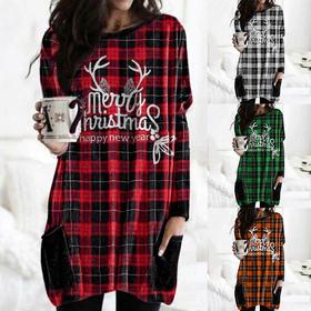 Playera Manga Larga Cuadros Otoñales Navideños