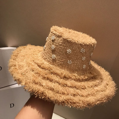 Sombrero de Rafia Tejido a Mano con Perlas - Colección Verano - Image 10