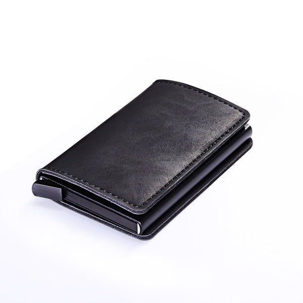 Billetera de Cuero con Protección RFID y Cierre Automático Antirrobo