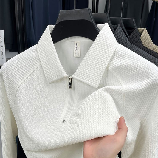 Polo Manga Larga con Textura Waffle y Cierre Medio - Estilo Americano - Image 4