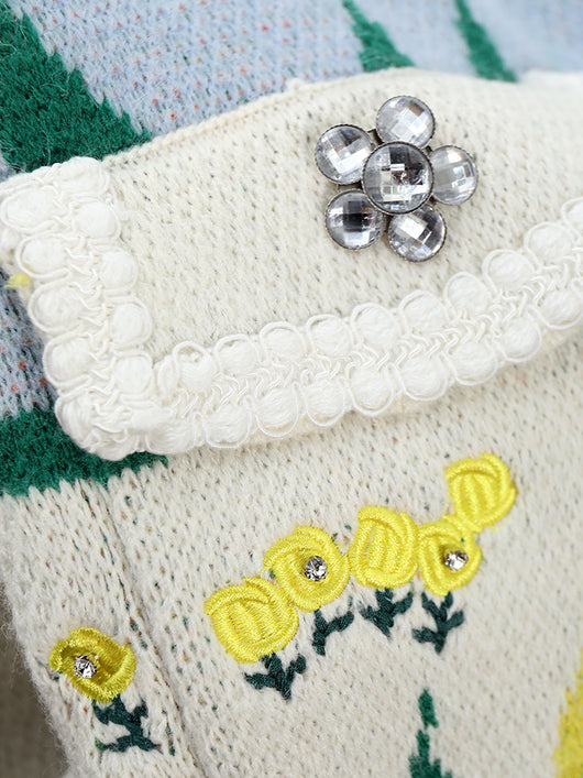 Cardigan de Lana Tejido con Botones de Cristal y Bordado Floral Tulipán - Image 17