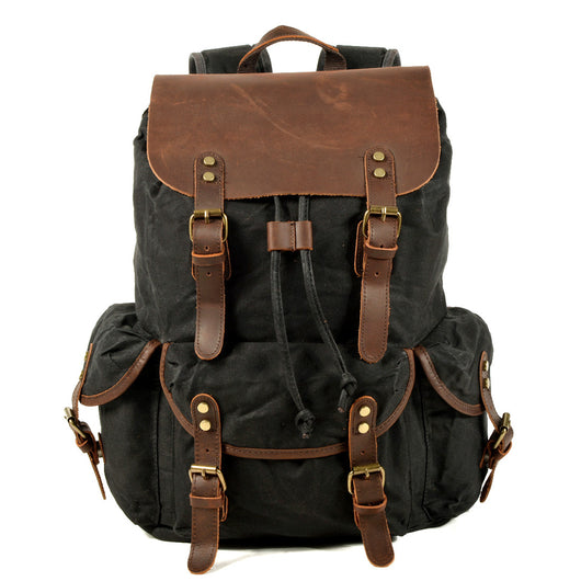 Mochila Retro de Lona Encerada para Estudiantes y Viajeros