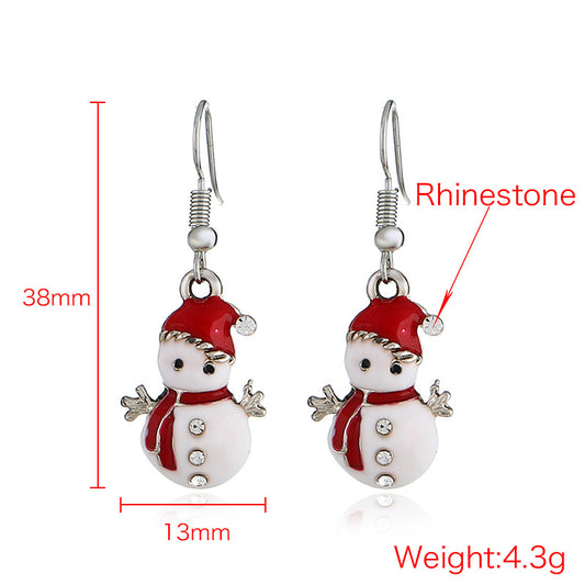 Aretes Navideños Muñeco de Nieve Brillante - Image 2
