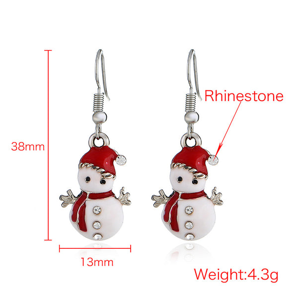 Aretes Navideños Muñeco de Nieve Brillante