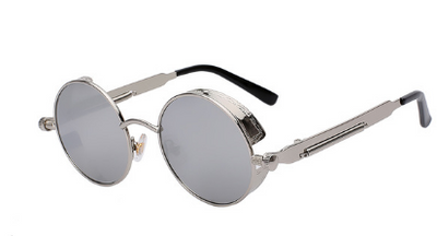 Austin Powers vintage round metal frame sunglasses with clear lenses, gold frames, and black temple tips. - Image 14