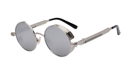 Austin Powers vintage round metal frame sunglasses with clear lenses, gold frames, and black temple tips. - Image 14