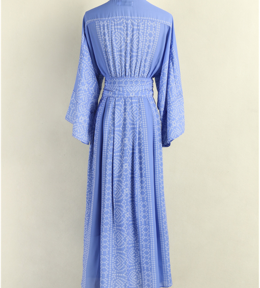 Vestido Kimono Moderno con Encaje y Estampado de Puntos - Escote en V Europeo - Image 7