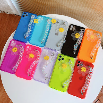 Funda para celular con cadena Smiley