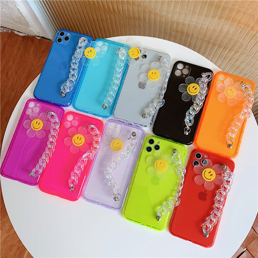 Funda para celular con cadena Smiley