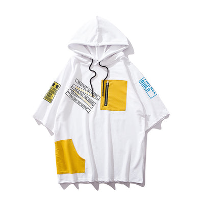 Sudadera Hip-Hop con Capucha y Manga Corta - Estilo Urbano Coreano - Image 4