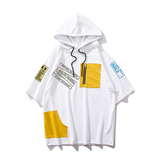 Sudadera Hip-Hop con Capucha y Manga Corta - Estilo Urbano Coreano - Image 4