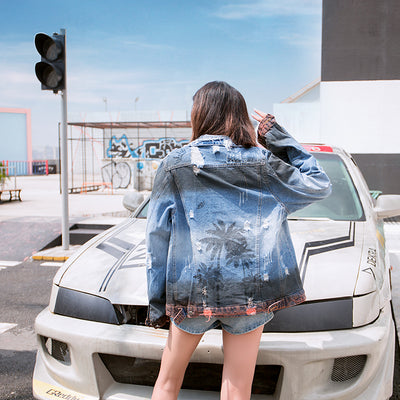 Chaqueta Denim Coco con Roturas Desgarradas