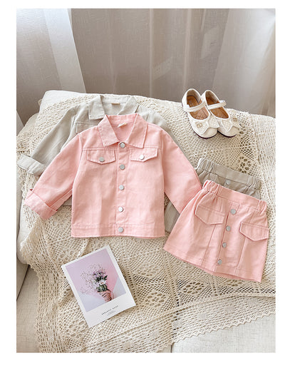 Conjunto Abrigo y Falda Estilo Coreano para Niñas - Image 3