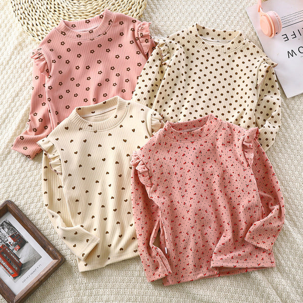 Blusa Infantil Otoño Invierno con Volantes Florales