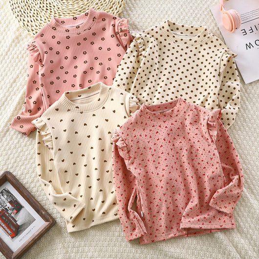 Blusa Infantil Otoño Invierno con Volantes Florales