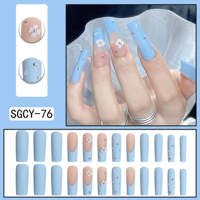 Uñas Postizas Degradado Floral con Efecto Espejo Electroplatado - Image 6