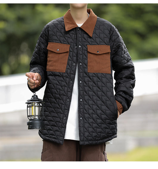 Abrigo Acolchado de Algodón con Cuello Estilo Lattice Diamante - Image 9
