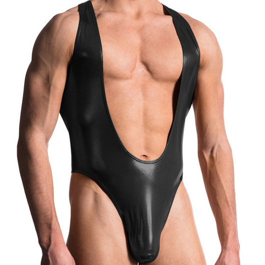 Chaleco Masculino de Cuero Sintético Brillante - Diseño Atrevido para Noches de Club