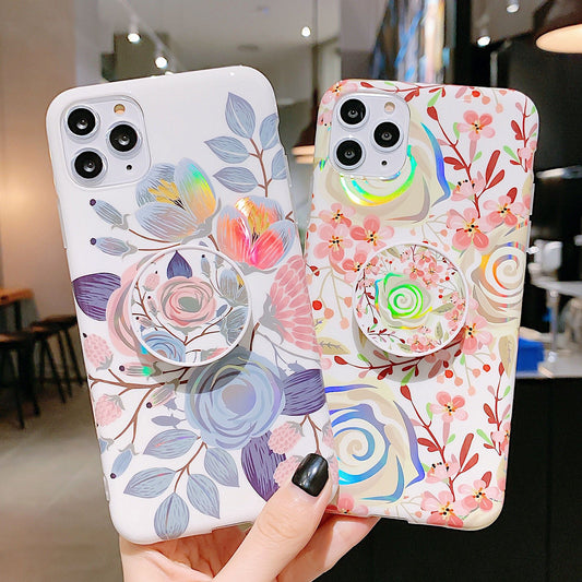 Funda para Celular con Diseño Floral Láser y Soporte