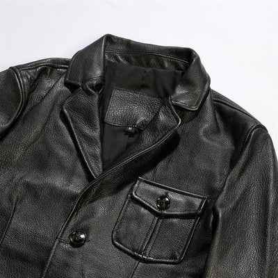 Blazer de Cuero Casual Abotonado Simple - Image 17