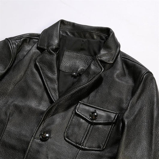 Blazer de Cuero Casual Abotonado Simple - Image 17