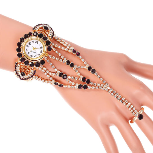 Reloj Pulsera Mujer con Cadena de Diamantes y Garra de Cristal - Image 9
