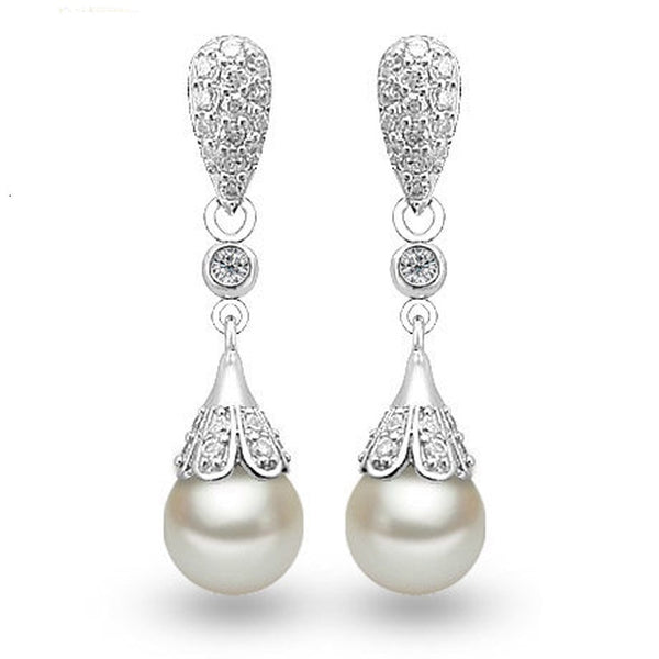 Aretes de Perlas Largas Elegantes