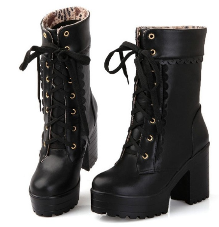 Botas Lolita de Tacón Alto Negras - Estilo Cosplay y Moda Gótica - Image 2