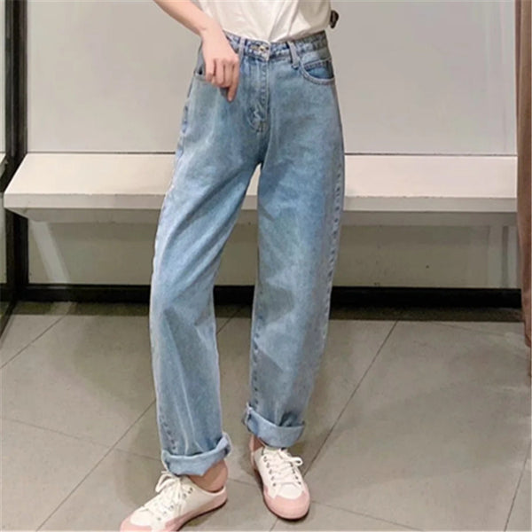 Jeans Retro Cintura Alta con Estampado Ángel Holgados Americanos