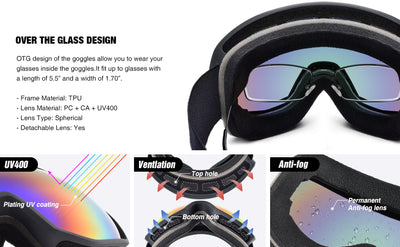 Gafas de Esquí Antivaho Doble Capa para Hombre y Mujer - Compatible con Lentes Correctivos - Image 14
