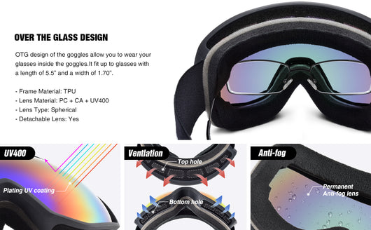 Gafas de Esquí Antivaho Doble Capa para Hombre y Mujer - Compatible con Lentes Correctivos - Image 14