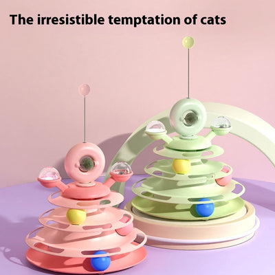Torre Interactiva 4 Niveles para Gatos con Bolas Rodantes y Pista de Juego - Image 2