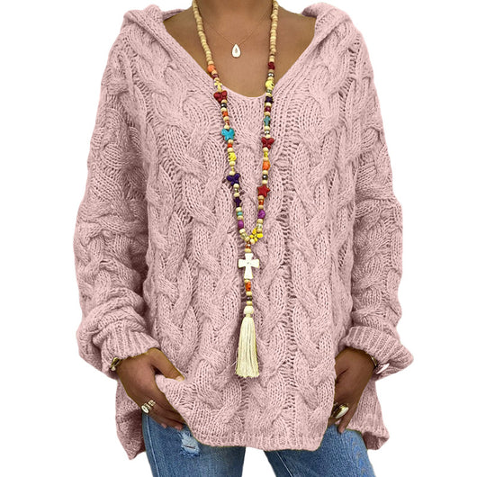 Sudadera Tejida de Color Puro con Giro