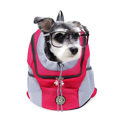 Lime green mesh pet backpack with grey trim, black zipper, and internal leash clip, shown from the front. - Image 8