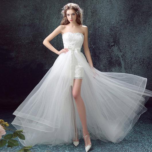 Vestido de Novia Sirena con Falda Desmontable y Encaje Tul - Image 4