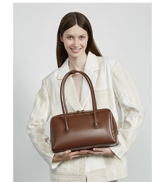 Bolso Boston de Cuero Genuino para Mujer - Portátil y Elegante - Image 18