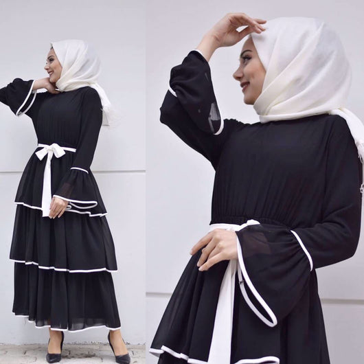 Torta Árabe Elegante Blanco y Negro con Vestido de Moda - Image 11