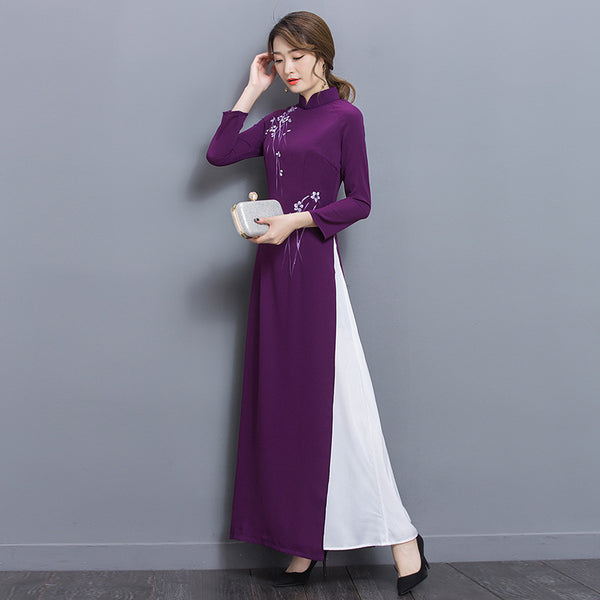 Vestido Cheongsam Largo Retro Elegante para Mujer - Estilo Tradicional Chino