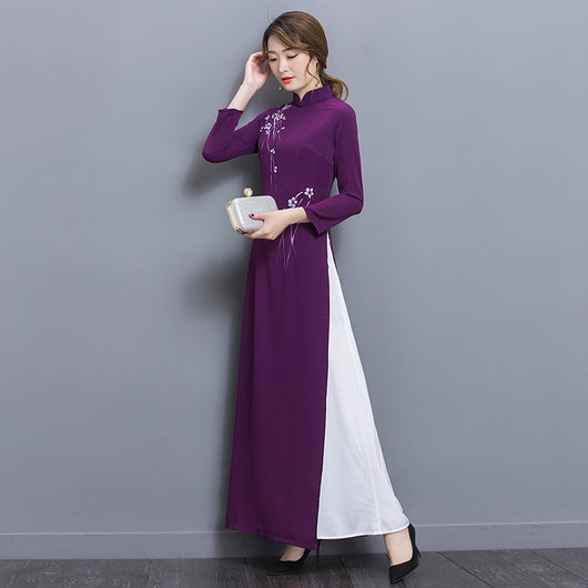 Vestido Cheongsam Largo Retro Elegante para Mujer - Estilo Tradicional Chino