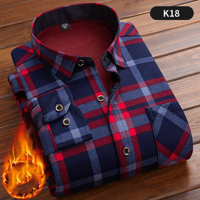Camisa Cálida Acolchada de Terciopelo para Hombre Talla Grande - Image 26