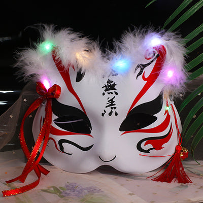 Máscara Luminosa de Zorro y Gato Bifronte con Plumas - Image 17