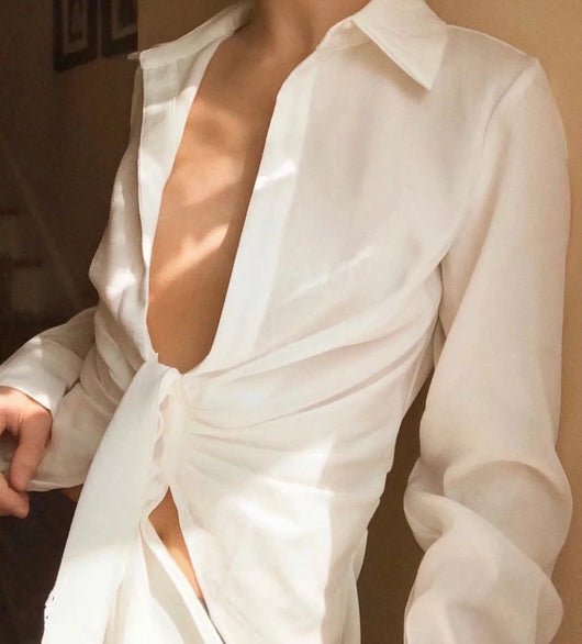Camisa Blanca Manga Larga con Cordones - Image 3