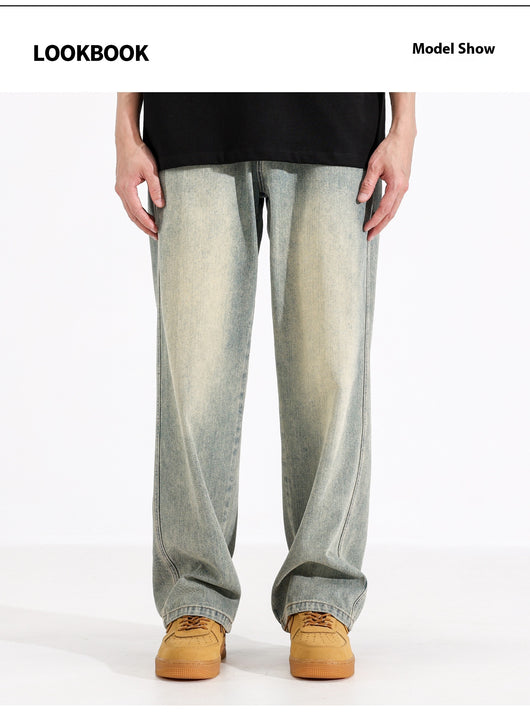 Jeans Rectos Teñidos Amarillo Barro para Hombre - Image 10
