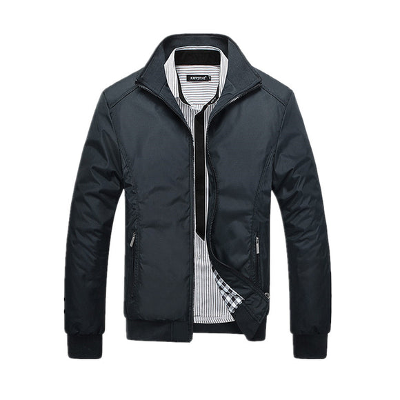 Chaqueta Casual de Cuello Alto para Hombre Talla Grande
