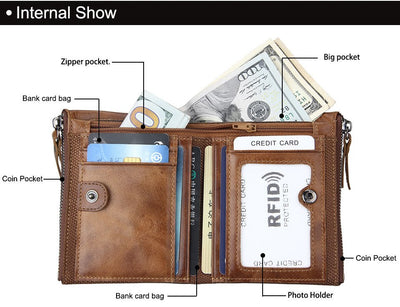 Cartera Corta para Hombre en Cuero Anti-Robo con Protección RFID - Image 7