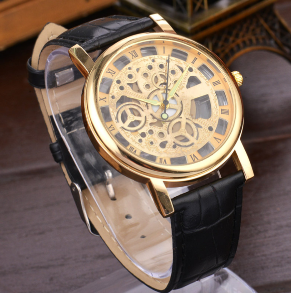 Reloj Esqueleto Negro Elegante