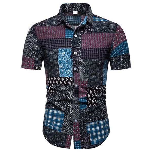 Camisa Estampada de Manga Corta