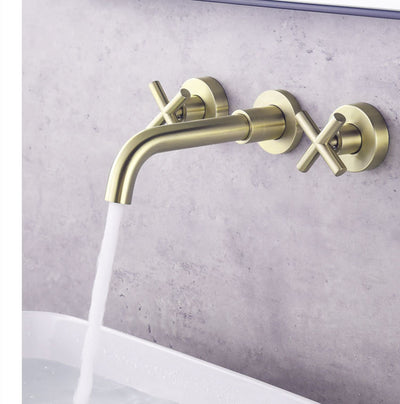 Grifo de Lavabo Doble Manija Empotrado en Cobre - Image 7